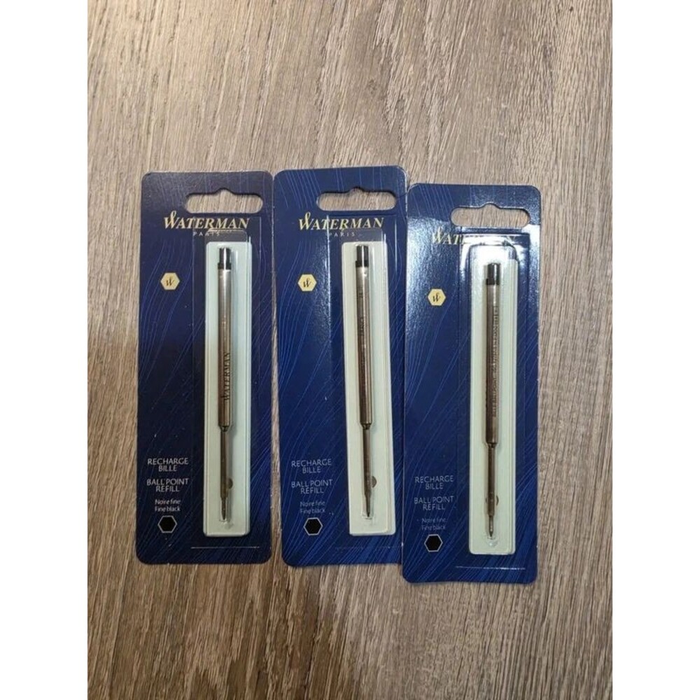 Waterman ballpoint pen ink refill, black fine, 3 pack, new